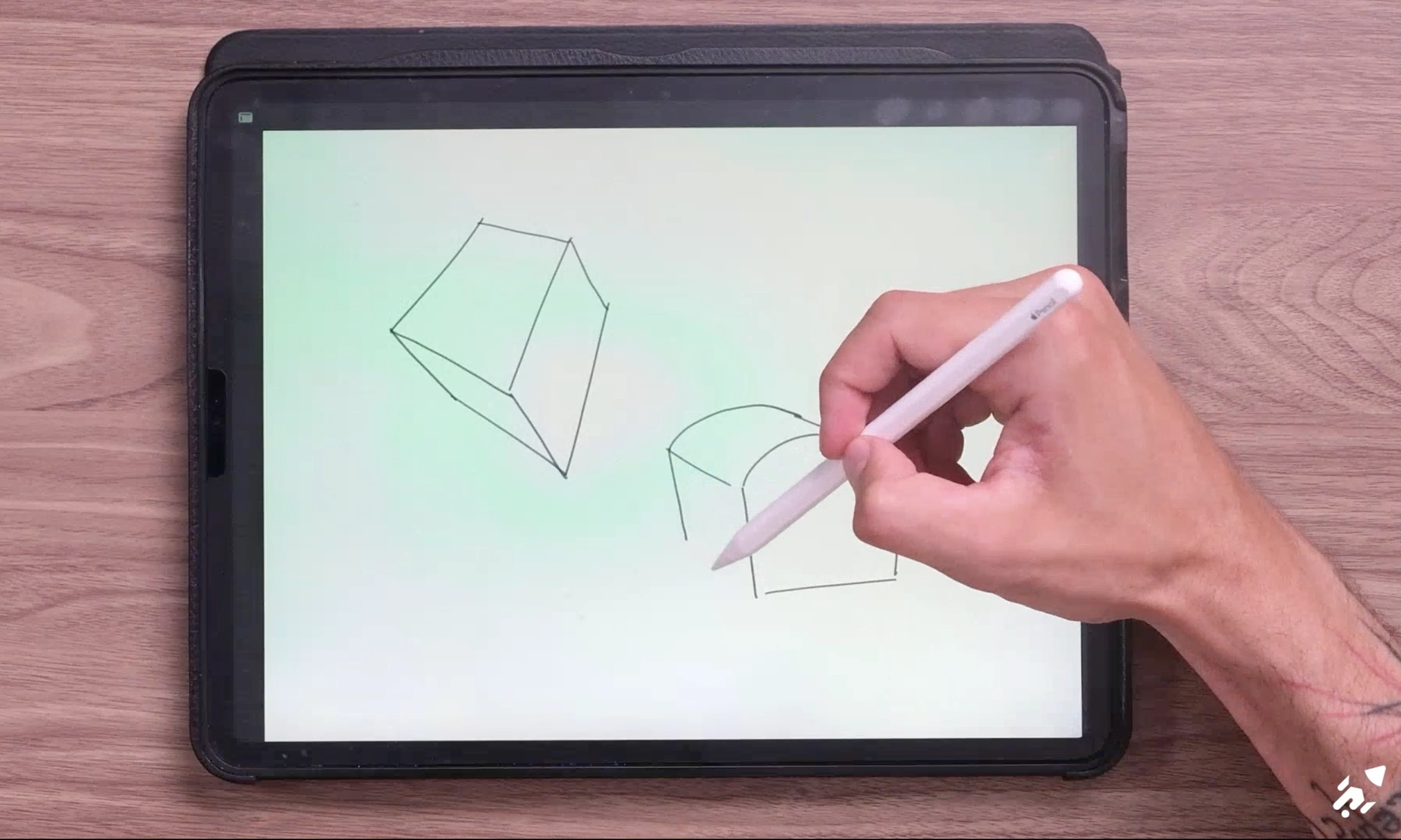 Desenhe caixas e cilindros manipuladas no espaço